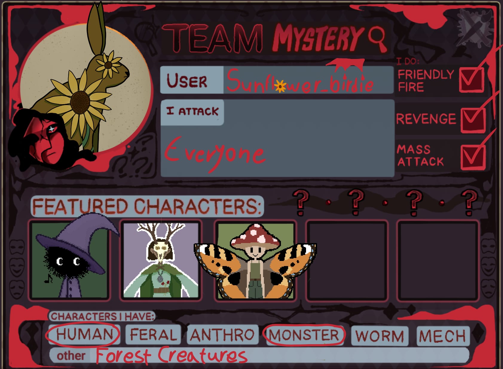 Art fight team card